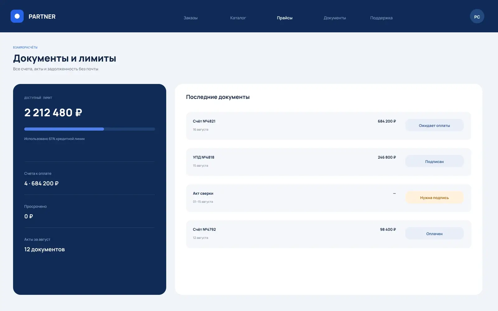 B2B Partner Portal — Orders and deliveries 1